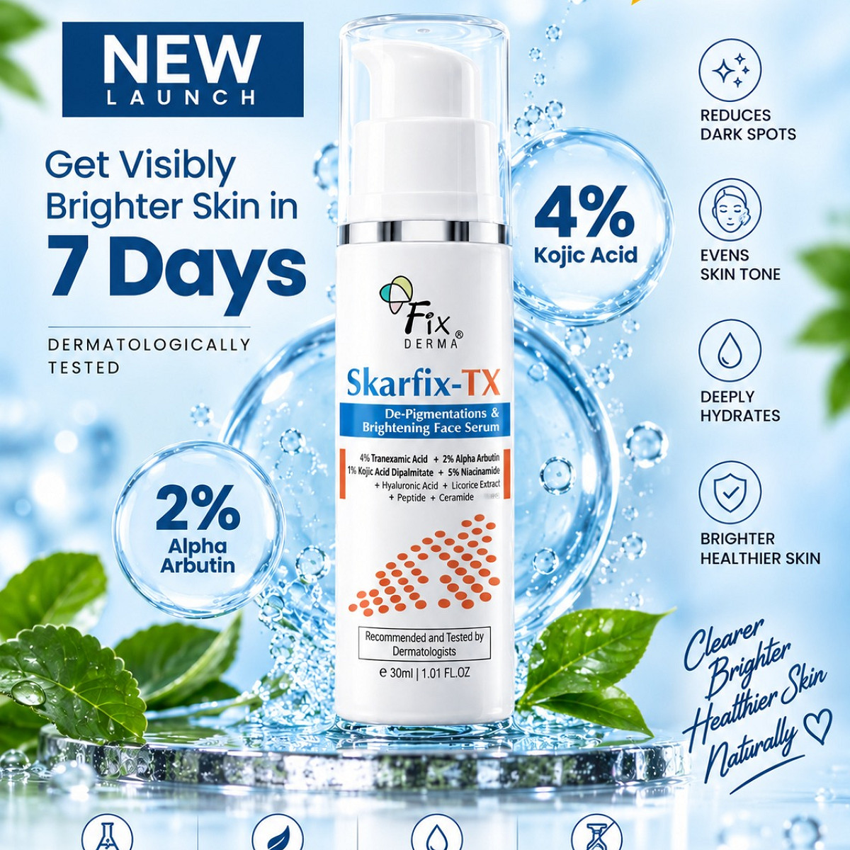 Fixderma Skarfix-TX De-Pigmentation & Brightening Face Serum 30ml