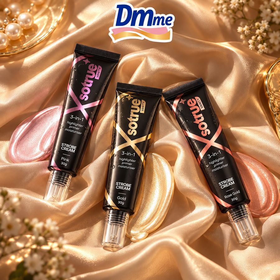 Strobe Cream For Face Highlighter Pack of 3 (Rose, Gold, pink) 30g